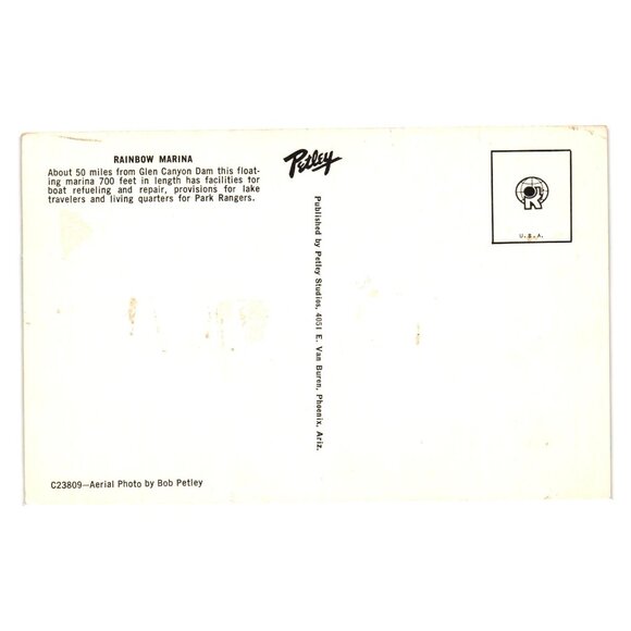 Rainbow Marina Aerial View Postcard Glen Canyon Dam Petley Studios USA Vintage - Picture 2 of 2